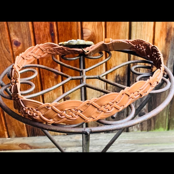 CAbi Brown Leather Belt Metal Buckle w/Stones - Picture 8 of 10